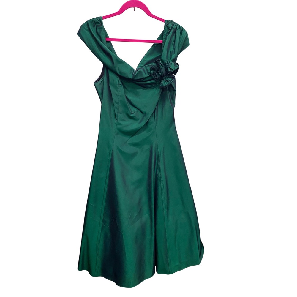Vintage Karen Lucas for Niki Green Iridescent Taffeta Rosette Cocktail Dress M